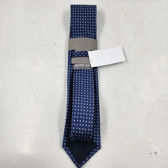 MICHAEL KORS Classic Simple Small Square Print Neck Tie Men's One Size Navy - Picture 8 of 13